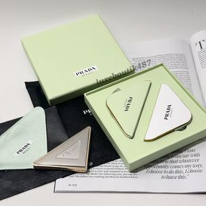 New PRADA Beauty Triangle Double Mirror + Ornaments Gift Set 2PCS